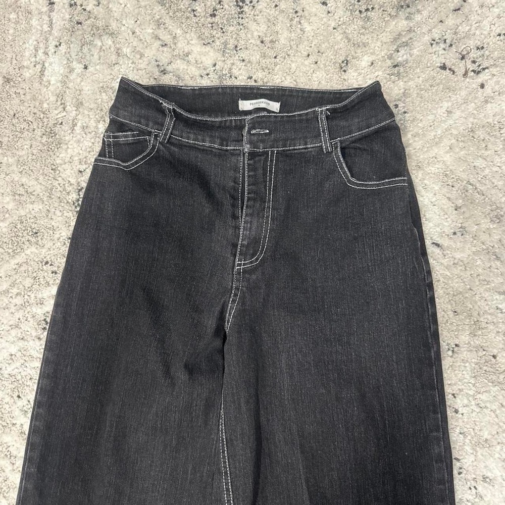 Peppermayo Womens Black Contrast Stitch Wide Leg Jeans XS F38